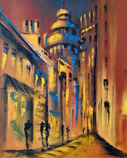 Original Abstract Cityscape Painting